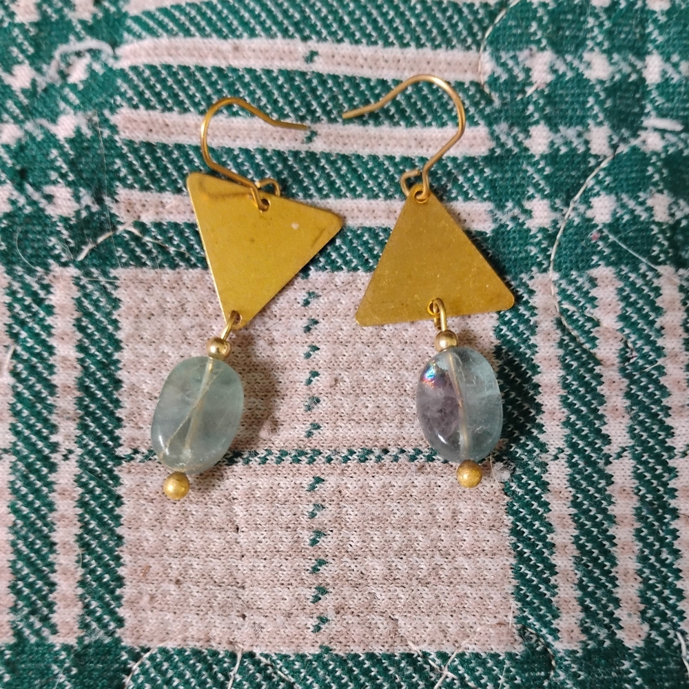 Fluorite Triangle Earrings - Picture 2 of 2